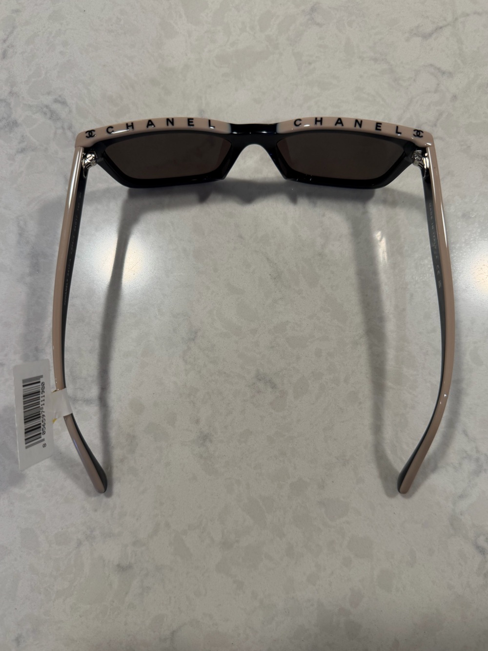 Chanel Square Sunglasses - Black with Beige trim - New with tags - Picture 6 of 11